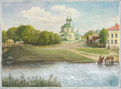 Покровская церковь на Левой набережной. Великие Луки в конце XIX века.